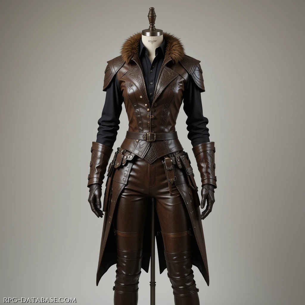 Abbigliamento Femminile dei Ranger e dei Guardaboschi Femminile. Realizzato in pelle, stoffa e pelliccia.