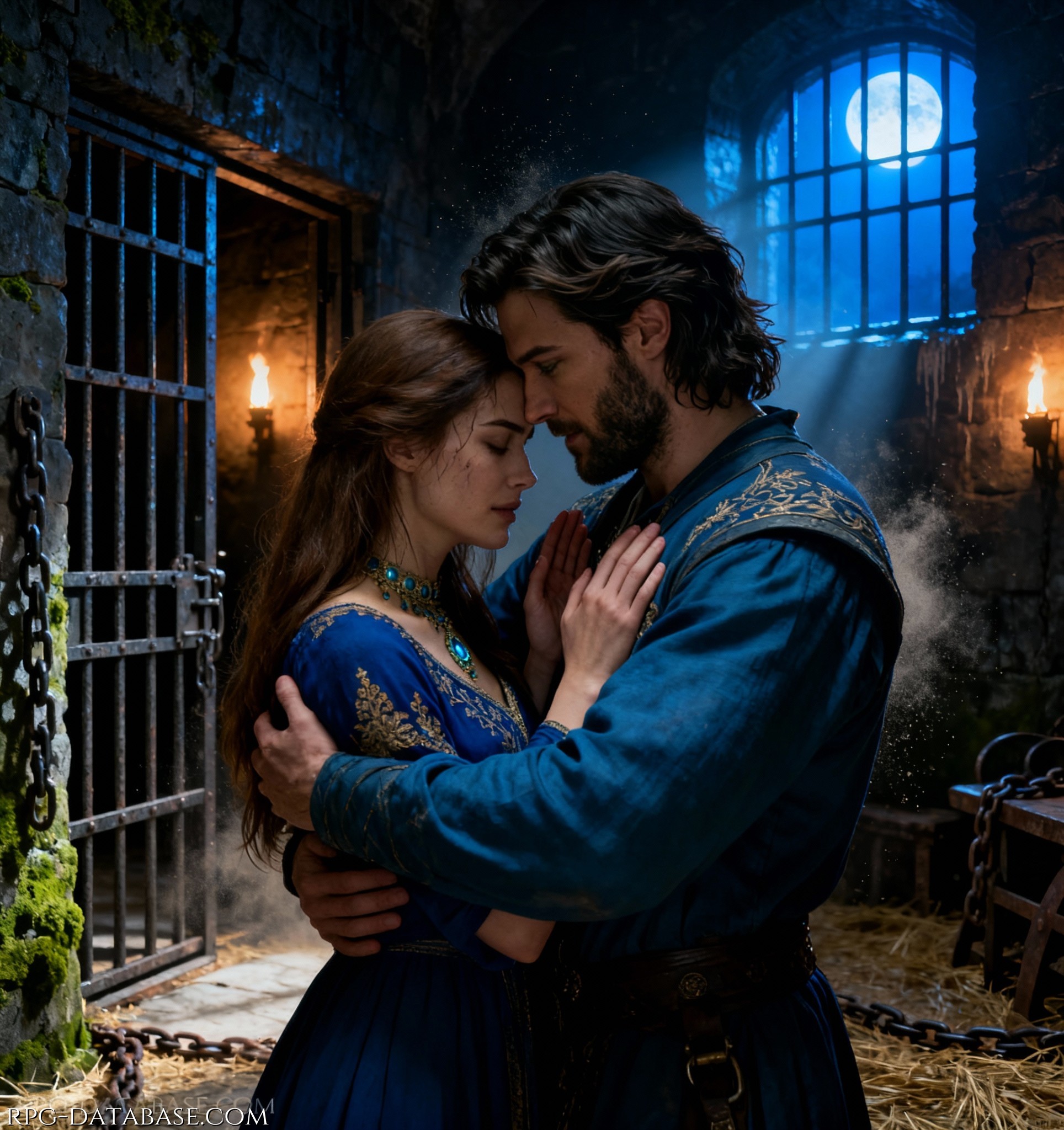 Le scosta una ciocca di capelli dal viso, il pollice che le sfiora la guancia in un gesto lieve, istintivo. Poi, con un mezzo sorriso che gli illumina gli occhi, aggiunge piano, quasi solo per lei: [Andiamo. Devi riposare, rifocillarti, cambiarti d’abito…]  Esita un attimo, la guarda, e il sorriso si fa più tenero, più intimo. […lavarti forse no.] Si china appena, la voce un sussurro caldo contro la sua pelle. [Profumi di te. E mi piace.]