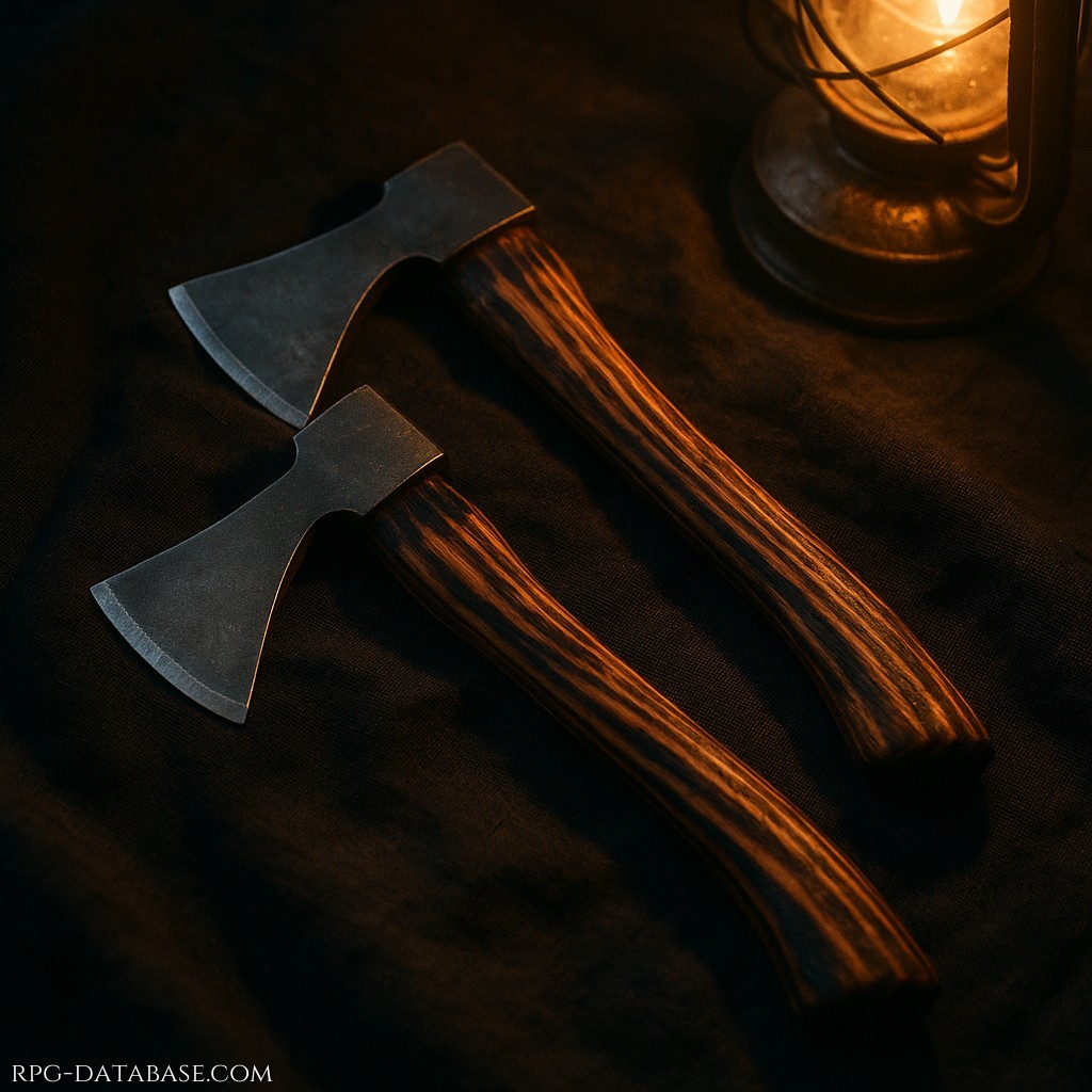 Piccole asce da lancio, semplici e bilanciate. Usate negli spettacoli quanto in battaglia.