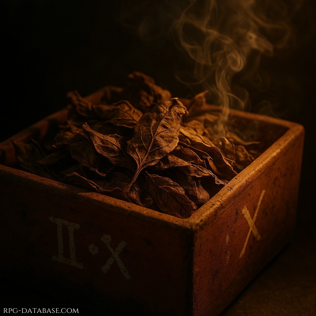 Foglie che se bruciate inducono visioni febbrili. La vittima è preda di visioni. Alterazione di Status: Delirio Corale