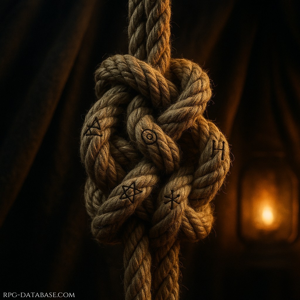 Corde annodate secondo schemi della Fratellanza. Ogni nodo è un messaggio cifrato: destinazione, pericolo, nome. Uso: segnali per altri gitani, indicano vie sicure o trappole.