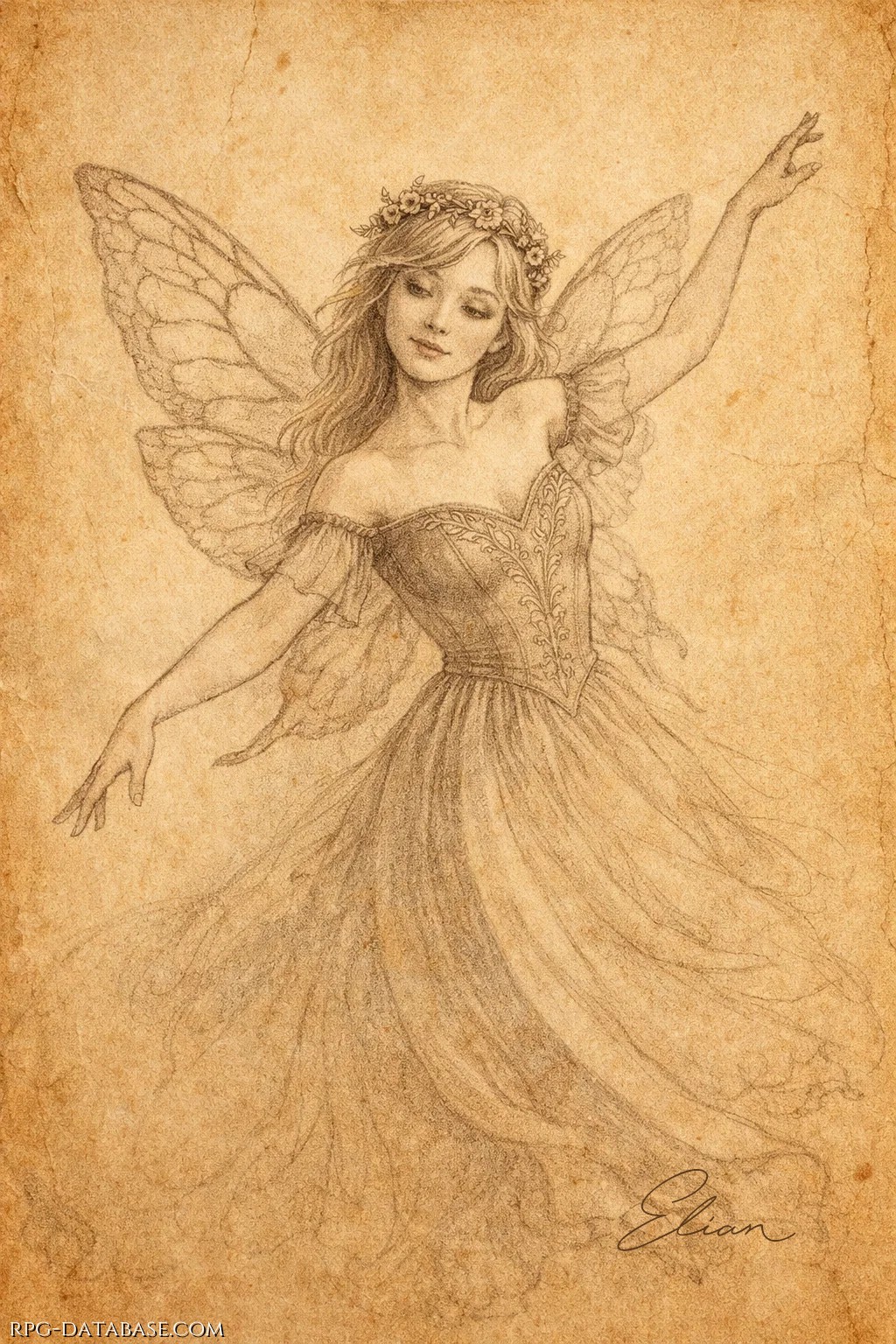 Fedele ritratto che Elian ha regalato a Iridia in occasione della NoctÆterna.