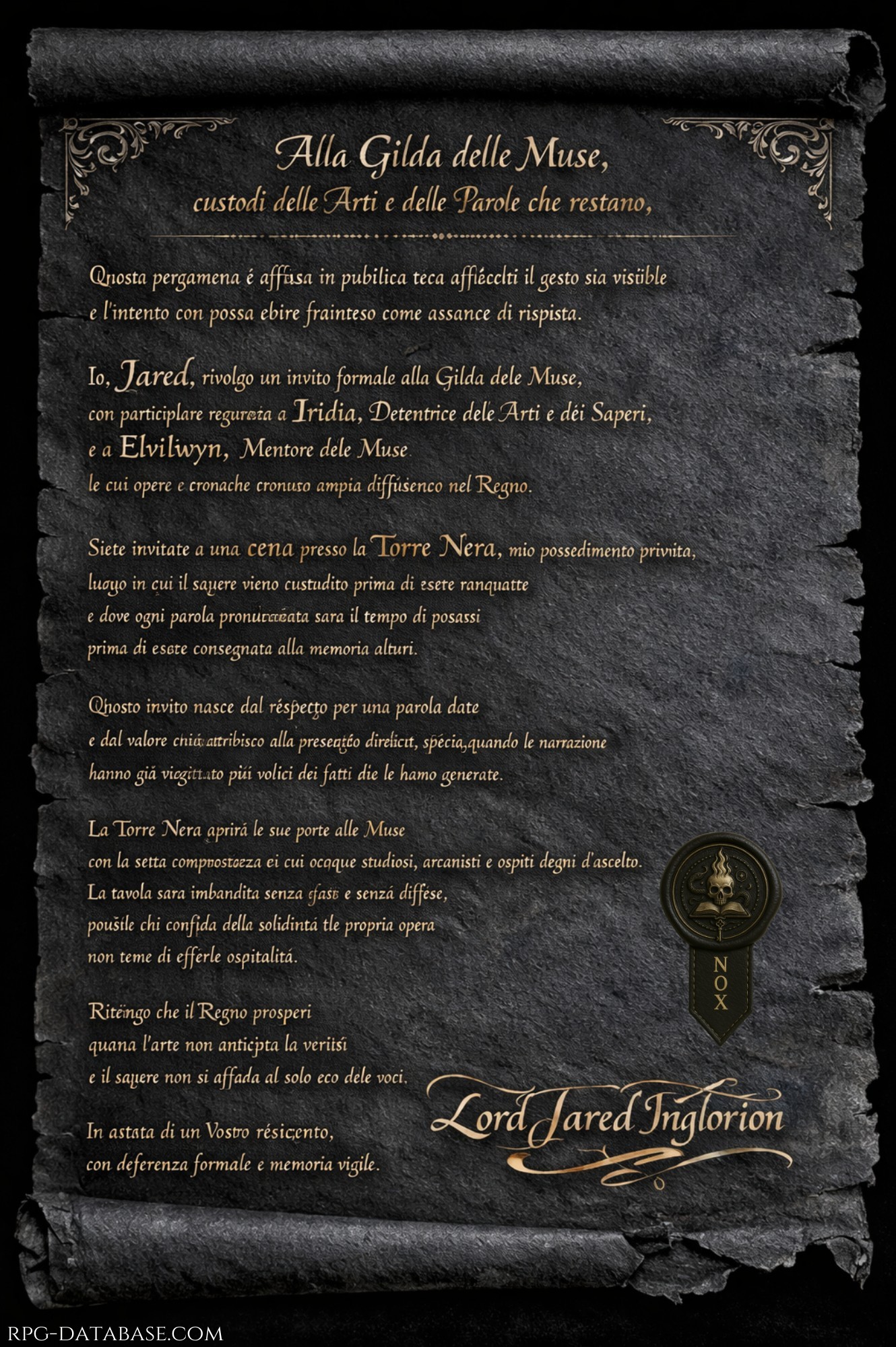 Il Principe Oscuro ha invitato a cena le Muse.