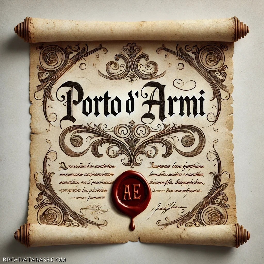 Documento ufficiale che autorizza il personaggio ad avere con sé delle armi.
