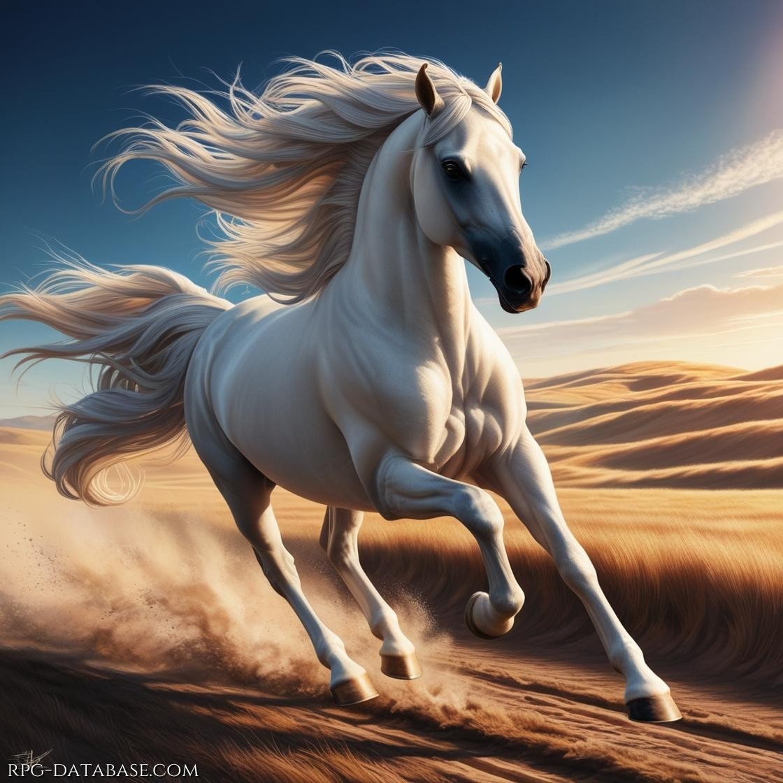Il cavallo più veloce di tutti i regni.  Pur essendo più piccolo del destriero ha comunque un fisico ben strutturato, completamente votato all’agilità. Altezza fino a 1,70 m al garrese. Peso tra i 350 e i 700 kg. Shill: VENTO IMPETUOSO-ZOCCOLO FULMINEO