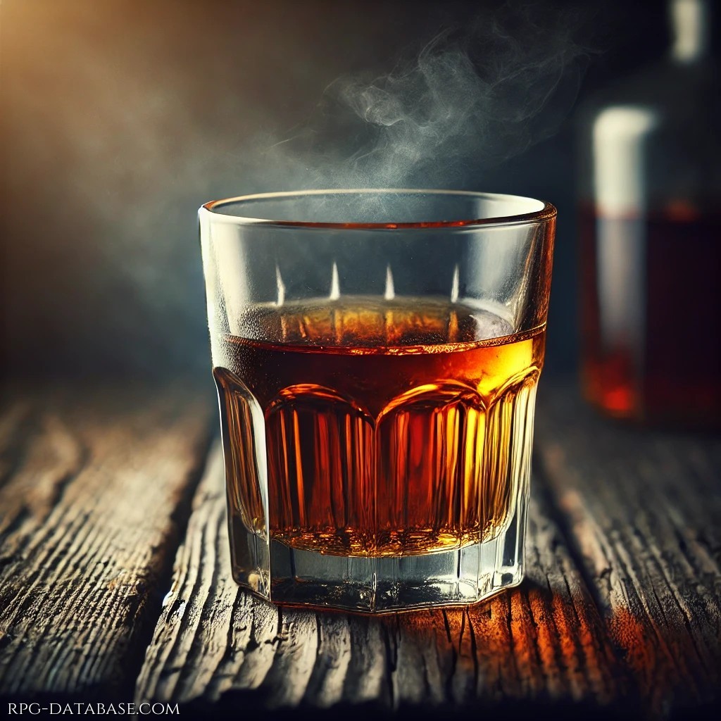 Il bicchiere è spesso e vissuto, il distillato ambrato danza tra le pareti. L’aroma è un intreccio di spezie, legno affumicato e miele bruciato. Il primo sorso scalda come brace viva, poi svela note di vaniglia e cuoio, lasciando un retrogusto dolce e persistente