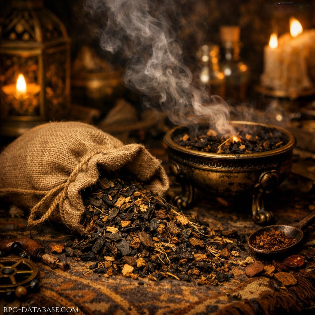 Erbe essiccate dall’aroma inebriante. Da realizzare con Alchimia, fornite in sacchetti di tela grezza. Quando vengono gettate nel fuoco o utilizzate in una pipa, i fumi generati, se respirati, favoriscono l'attraversamento del Velo. Per chi non ha il dono della chiaroveggenza, portano a stati di mente alterati, non dissimili dall’ubriachezza. Danno Vantaggio nelle prove di Chiaroveggenza.