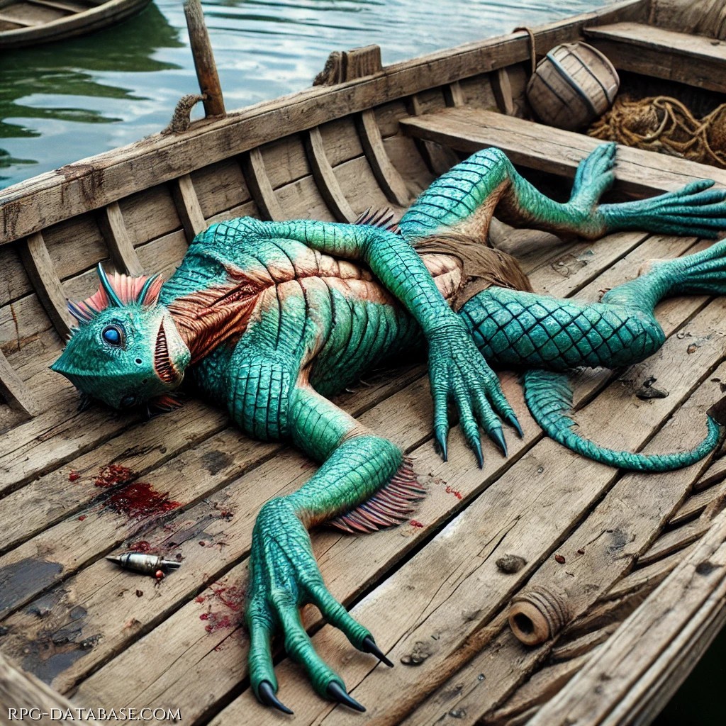 Il Sahuagin è una creatura anfibia malvagia. Chiamato “l’orco del mare”, è un umanoide simile a un pesce, con pelle squamosa, branchie, artigli e denti affilati. Vive in profondità marine e attacca navi e città costiere. E' noto per la sua ferocia e la passione per la carne umana.