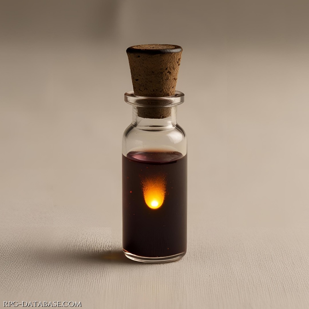 Una piccola ampolla di vetro scuro contenente un liquido luminescente. Quando agitata, emette una luce fioca per alcuni minuti, utile per segnalazioni discrete o letture al buio.
