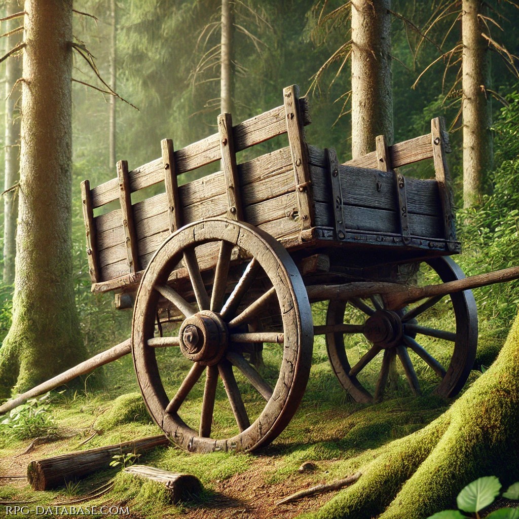 Dotazione base, un veicolo per il trasporto di oggetti e persone, il Carretto di legno può essere trascinato da diversi tipi di animali (cavalli, asinelli, etc..) ma anche dagli umani.
