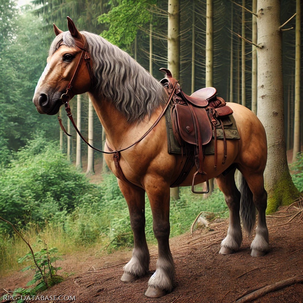Dotazione base, Cavallo semplice e docile. Ideale per il trasporto di persone e di piccoli carretti. Non è particolarmente veloce, ne intelligente, ma è instancabile e fedele.