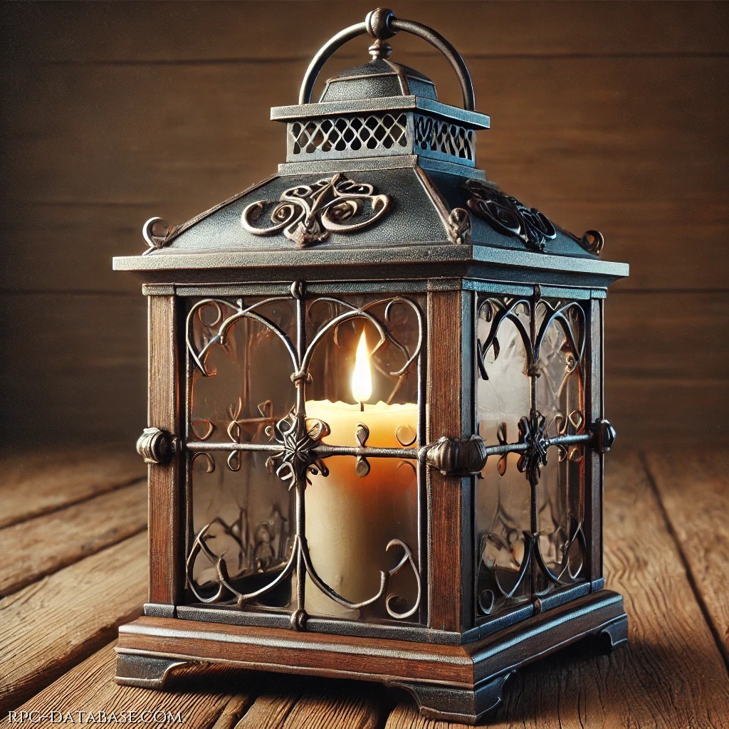 Dotazione base, una semplice lanterna con una candela all'interno. Ideale per illuminare le aree circostanti o permettere la lettura di sera.