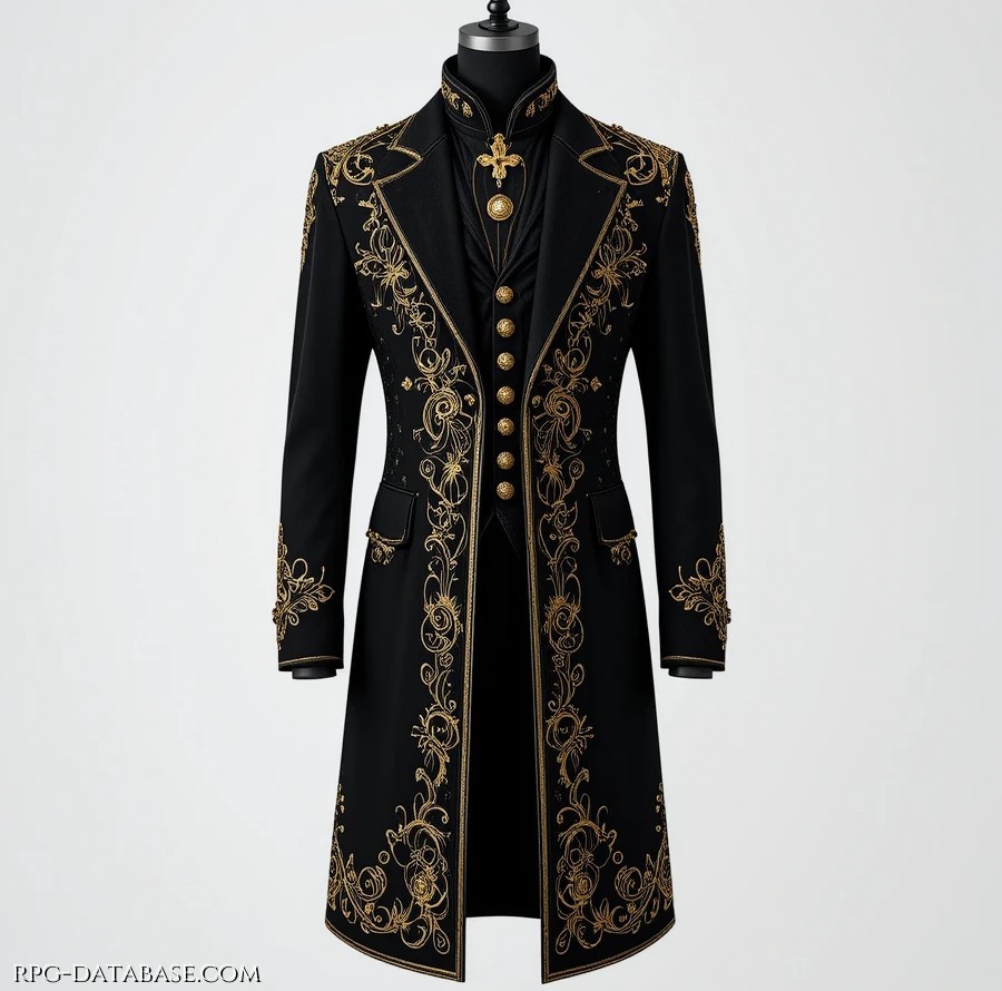 Casacca elegante in tessuto nero con bordature in oro