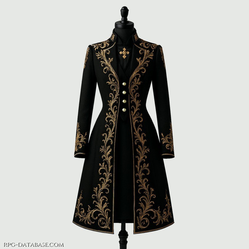 Casacca elegante in tessuto nero con bordature in oro