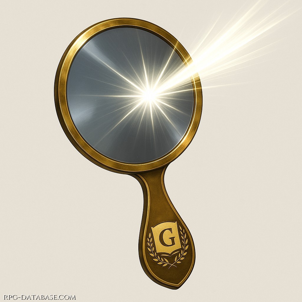 Specchietto da segnalazione, con cornice in ottone lucido, fascio di luce riflessa e impugnatura decorata da stemma "Guide" con alloro. Oggetto elegante e simbolico.
