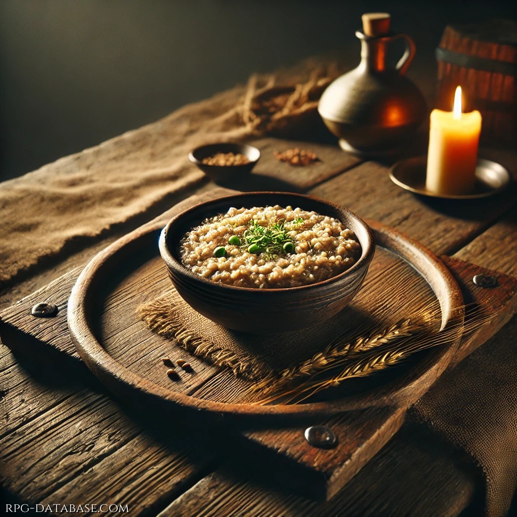 Una densa zuppa di orzo, piselli e verdure di stagione, cotta lentamente per ore in un grande calderone. Questo piatto, tanto umile quanto nutriente, è il cibo quotidiano di molti abitanti della città, fornendo energia per affrontare la giornata.