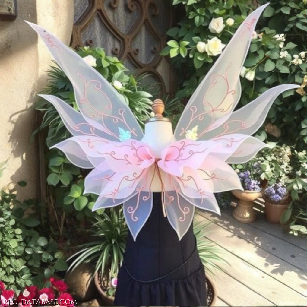 Delicate ali di fata in stoffe trasparenti e ricami dorati o argentati, da indossare in occasione della Festa dei Fiori.