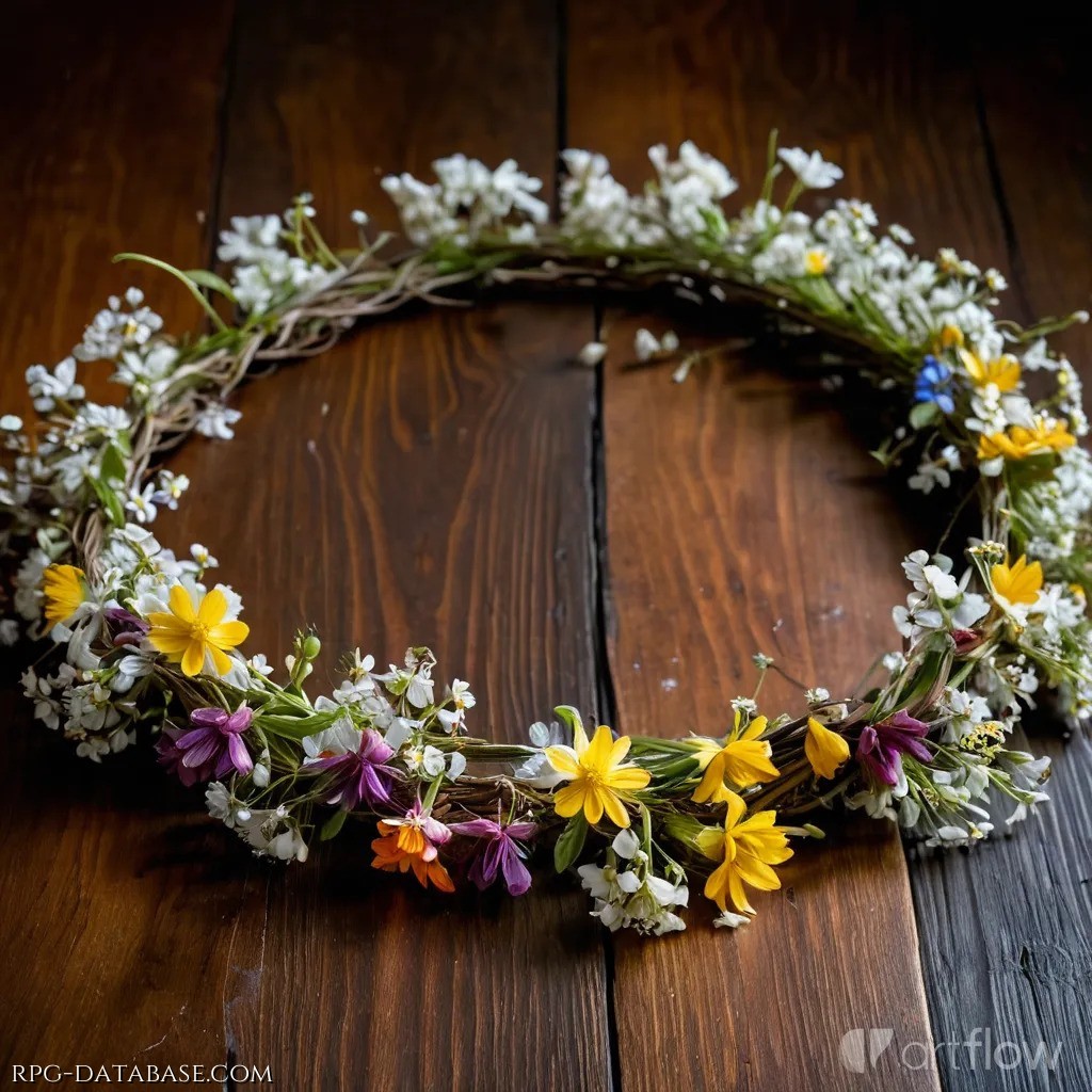 Coroncina di profumati fiori di campo, intrecciata dalle fatine del Lacus Faeris, da indossare in occasione della Festa dei Fiori.