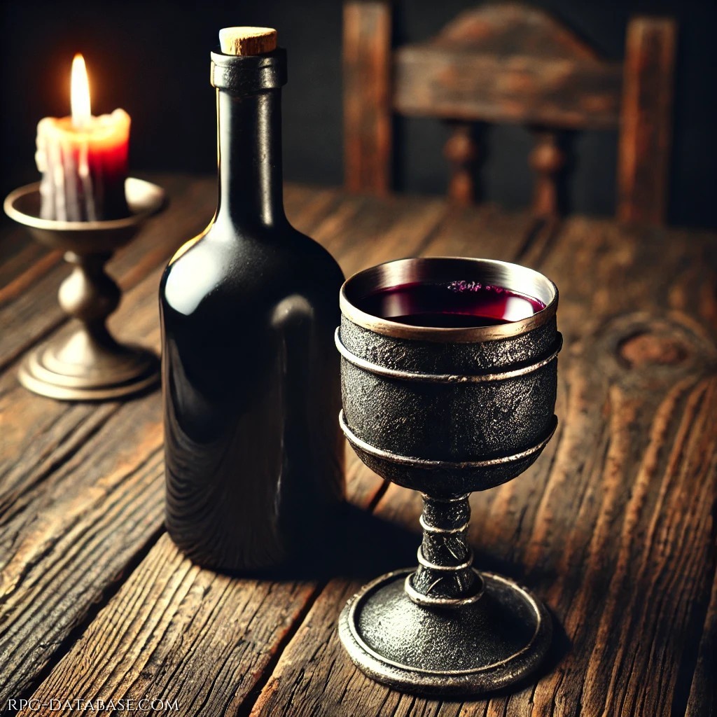 Invecchiato nelle cantine delle locande cittadine, è noto per il suo sapore forte e terroso, perfetto per riscaldare gli animi dei viandanti e degli avventurieri dopo una lunga giornata di viaggio o di battaglia. Un sorso di questa bevanda può rallegrare la serata o far scatenare risse.