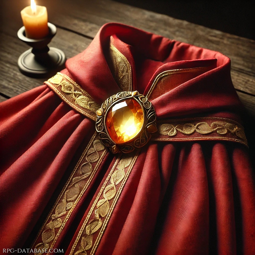 Mantello personale di Talos, color rosso porpora con una gemma incantata come fermaglio, vecchio retaggio dei maghi dei sigilli.